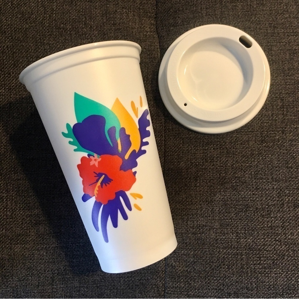 WHITE Starbucks Tropical Island Hot Cup, Limited Edition, NEW
